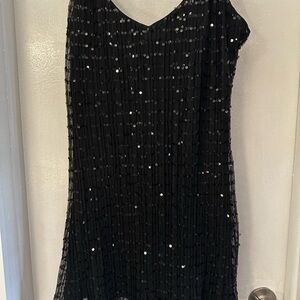 Forever 21 Black Sequined V-Neck Top